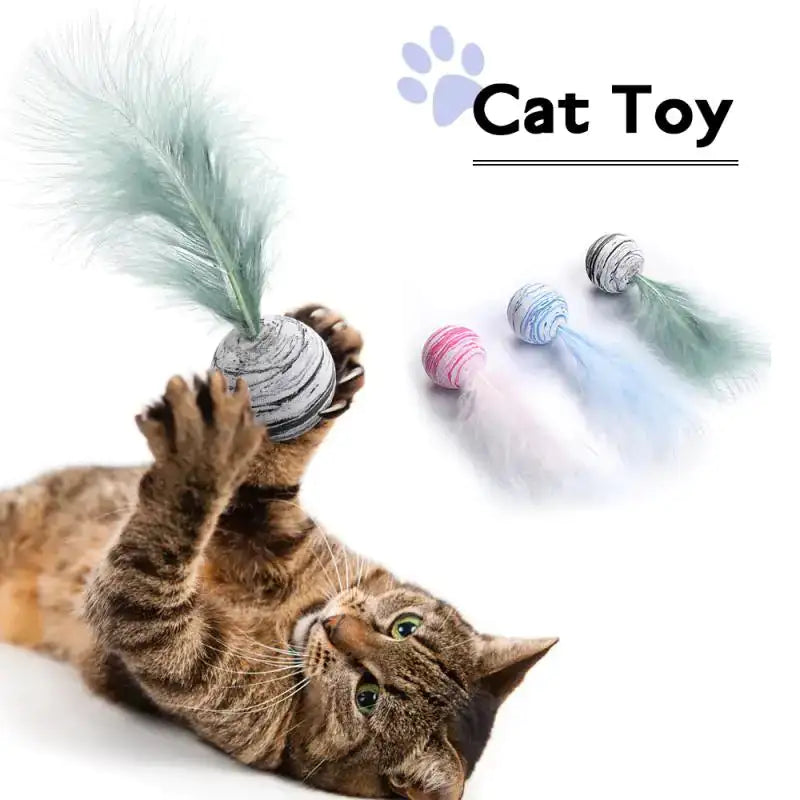 Interactive Feather Ball Cat Toy