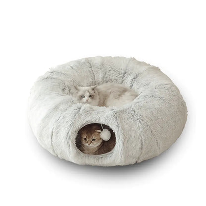 Round tunnel cat bed for sleeping and playing indoors