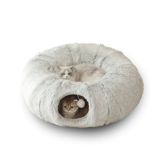 Round tunnel cat bed for sleeping and playing indoors