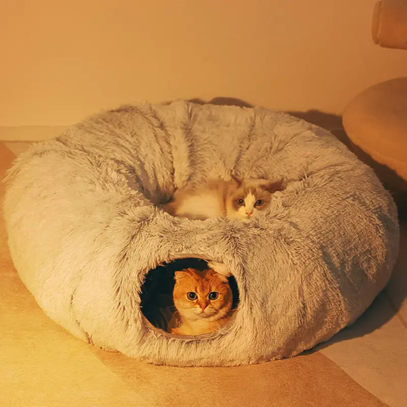 2-in-1 Round Tunnel Cat Bed & Hideout