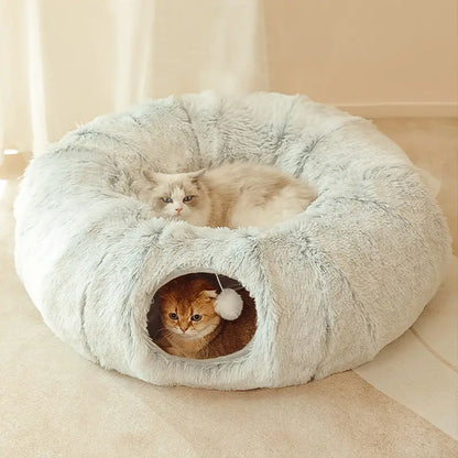 2-in-1 Round Tunnel Cat Bed & Hideout
