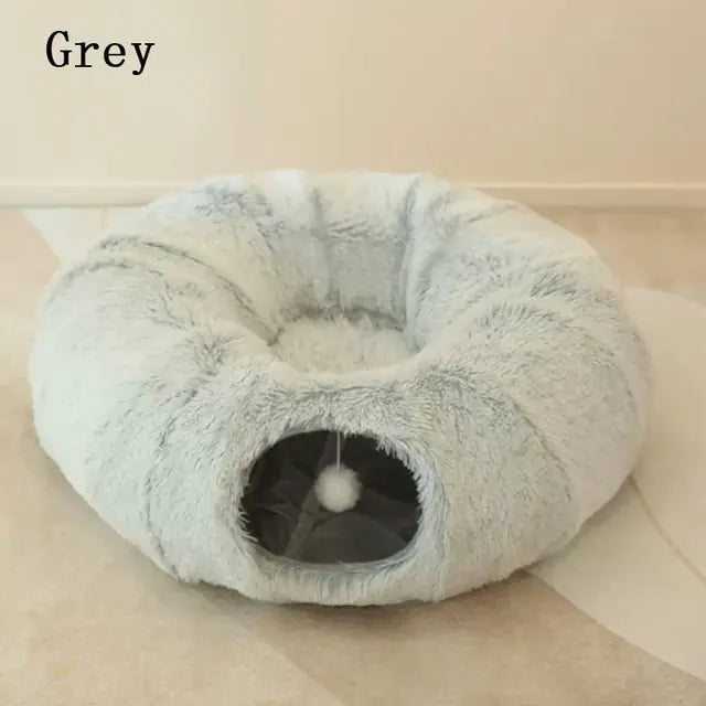 2-in-1 Round Tunnel Cat Bed & Hideout