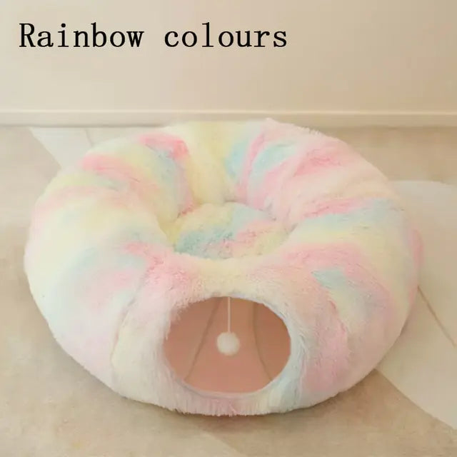 2-in-1 Round Tunnel Cat Bed & Hideout