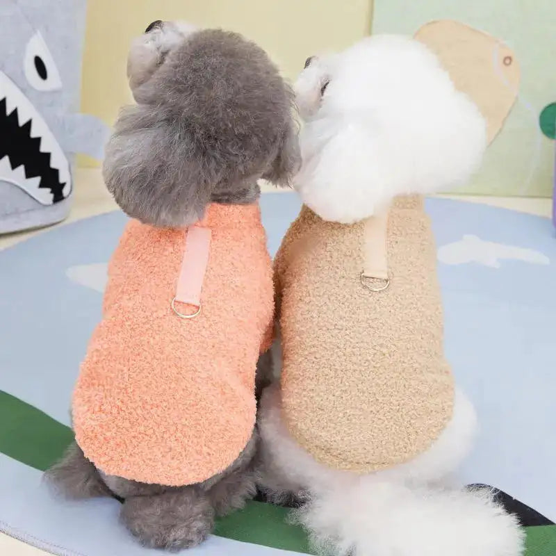 Plush winter coat for dogs providing warmth