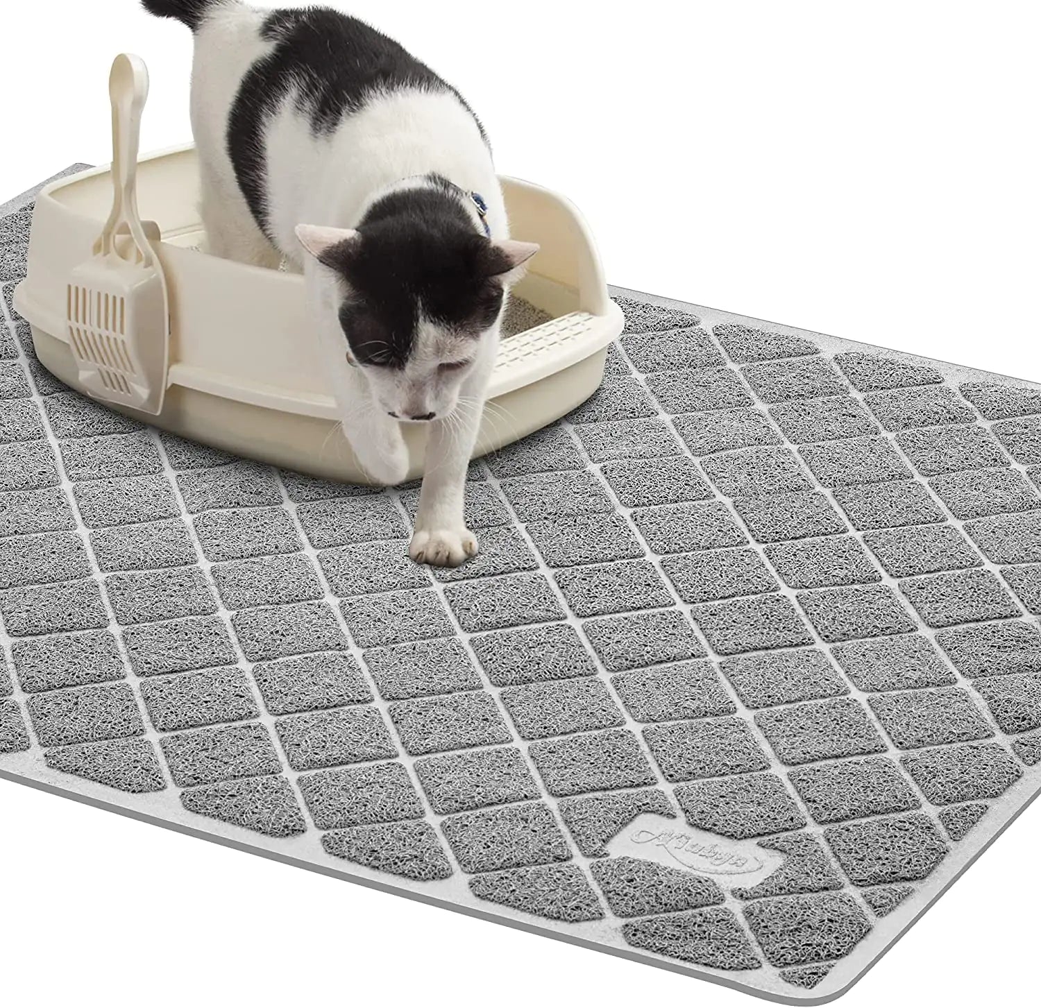 Non-slip cat litter mat trapping litter effectively
